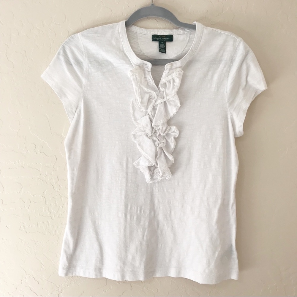 Lauren Jeans Co White top 💯 Cotton